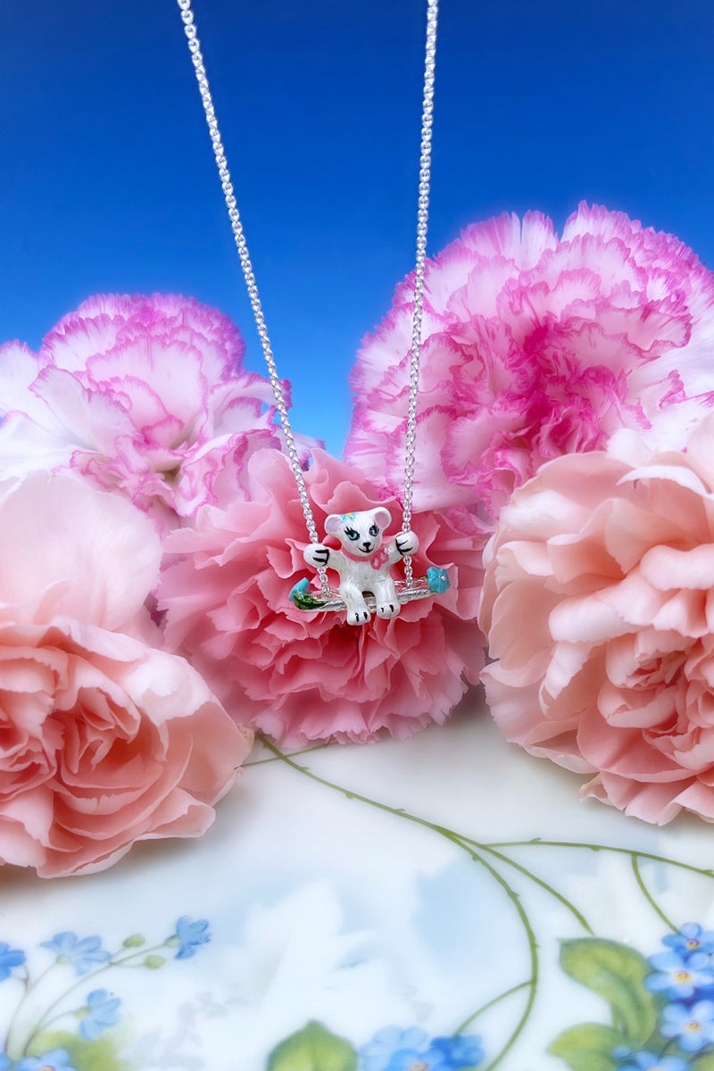 Silver Bear on a Swing Necklace – Adorable Mayhem